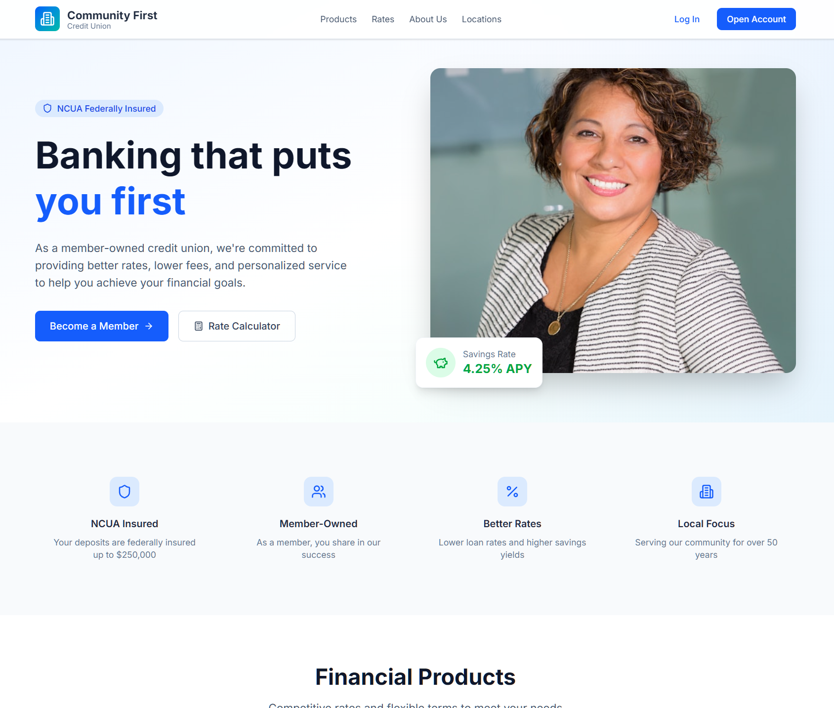 Credit Union Homepage preview