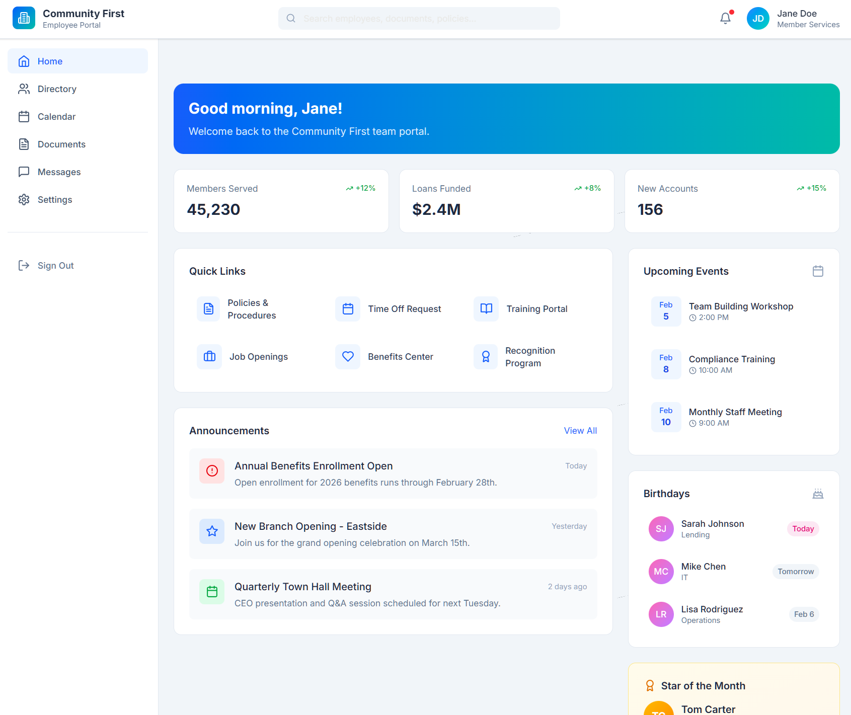 Employee Intranet preview